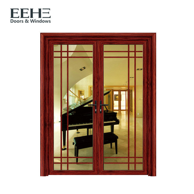 Soundproof πόρτες εισόδων αλουμινίου σύγχρονες, κόκκινες διπλές μπροστινές πόρτες αλουμινίου
